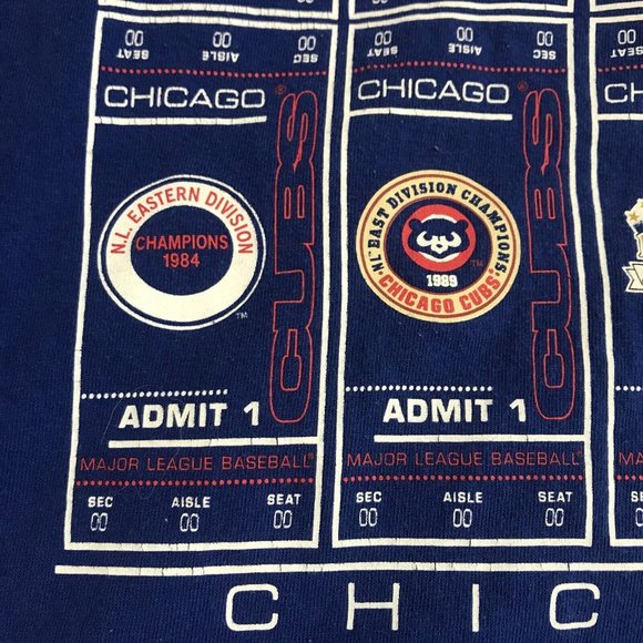 Majestic Chicago Cubs MLB Basebal Ticket Shirt Adult Large Blue Red Mens - Picture 8 of 12